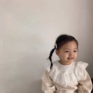 Ensemble sweat-shirt col à volants en dentelle pour petite fille mignon quotidien