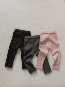 Leggings autunno per ragazze pantaloni lunghi bambini tinta unita vestiti set 3pz