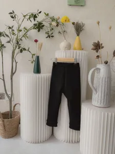 Leggings autunnali neri da bambina pantaloni casual bambini caldi uso quotidiano comodi