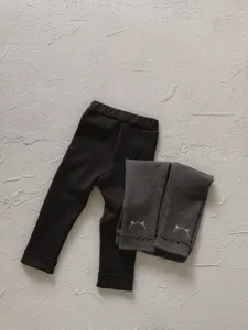 Ragazze carino gatto ricamo cotone leggings morbido comodo bambini autunno pantaloni