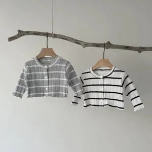 Baby striped knit cardigan, cute long sleeve button-down sweater for newborn infants toddler