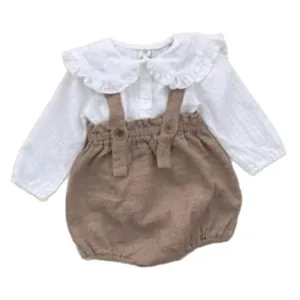 Bébé fille garçon chemisier manches longues short à bretelles barboteuse style forêt mignonne