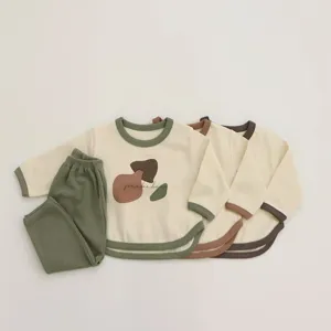 Infant Toddler Baby Kids Clothing Sets Long Sleeve Crew Neck Sweatshirt And Long Pants Two Piece Outfit Cotton Tracksuit