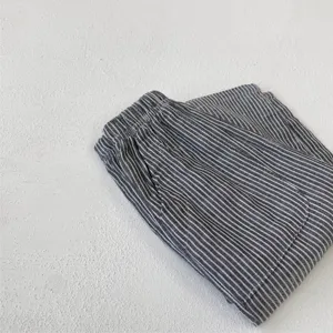 Kids spring cotton casual pants vintage striped trousers toddler baby casual long pants