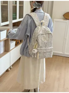 Floral pattern casual school backpack for women and girls cute daily travel bookbag.
