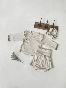 Baby Autumn Long Sleeve Top High Waist Shorts Set Infant Ruffle Sleepwear Outfit