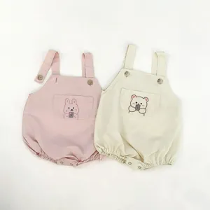 Infant Baby Cotton Strap Romper Cute Animal Embroidery Summer Sleeveless Triangle Bodysuit For Boys Girls