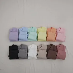 Infant baby cotton long sleeve tops and high waist trousers clothing set main view