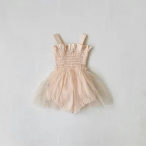 Infant baby girl summer romper tutu dress cute sleeveless smocked sweet princess bodysuit