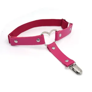 Pink heart ring leg garter punk gothic elastic thigh strap sexy body harness accessory
