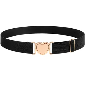 Ceinture élastique femme avec boucle cœur dorée, ceinture extensible élégante pour robes.