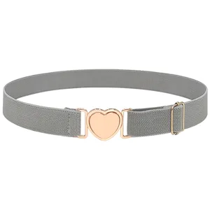 Ceinture elastique pour femme avec boucles en cœur d or rose accessoire de taille polyvalent.