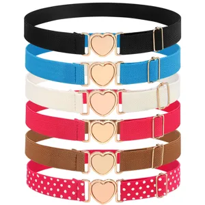 Ceinture Élastique pour Femme Boucle Cœur en Métal Bande de Taille Extensible Accessoires de Ceinture Décorative