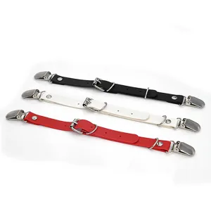 Punk leather garter belts with metal clips, adjustable straps, 3 color options set.