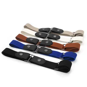 Buckle-free elastic stretch belt for jeans, adjustable invisible lazy waist belt for daily wear.