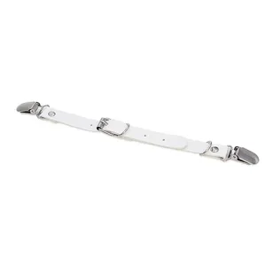 White leather double clip garter leg ring punk streetwear body shaping strap accessory
