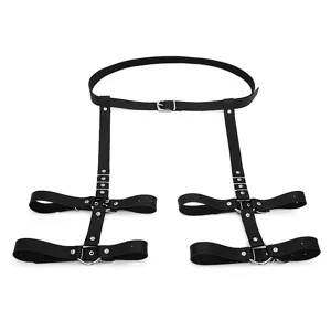Jarretiere de jambe en cuir PU noir ceinture de taille style punk rock accessoire mode