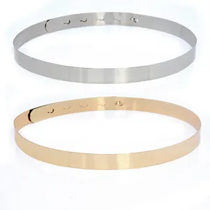 Cinturón de cintura de metal de moda para mujer, banda de metal ancha elegante y estilosa.