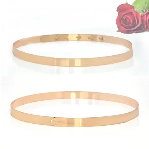 Cinturón de cintura de metal dorado para mujer, cinturón metálico elegante de pasarela.