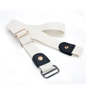Buckle-free elastic belt invisible lazy waist strap for jeans pants, comfort stretch fit.