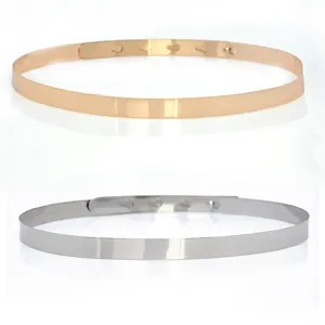 Cinturón de cintura de metal para mujer dorado y plateado elegante vista principal.