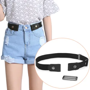 Elastic invisible belt for jeans, adjustable buckle-less stretch waist belt for men and women