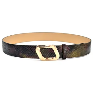 Stylish irregular metal buckle belt featuring retro textured strap for women daily wear.