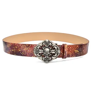 Ceinture en cuir style punk avec boucle en métal tête de mort pour accessoires de mode