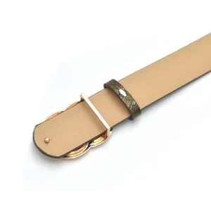 Damen PU Ledergürtel Schicke Goldene Doppelring Schnalle Lässige Jeans Kleid Taille Zubehör