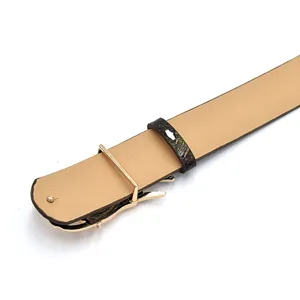 Men stylish leather belt with metallic gold buckle detail luxury casual accessory daily wear