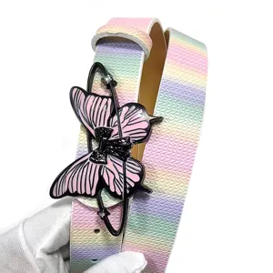Women Y2K butterfly belt rainbow pastel fashion waist strap for jeans dresses stylish accessories