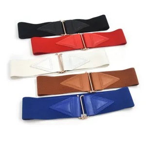 Dames elastische tailleceintuur brede stretch riem jurk decoratieve metalen gesp kleurrijk