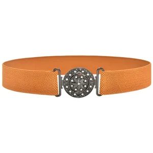 Women elastic stretch belt detail, wide waist cincher for dress, coat and winter outerwear.