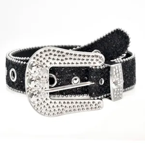 Rhinestone crystal buckle waist belt for women sparkle bling denim jeans fashion accessory