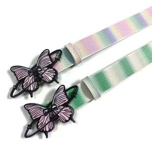 Trendy Y2K butterfly belt featuring planet ring buckle and gradient knit strap for women.
