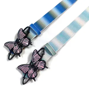 Trendy Y2K gradient belt for women chic blue woven strap with butterfly saturn ring buckle.