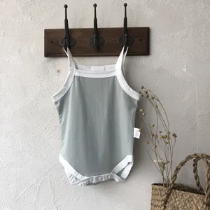 Summer baby sleeveless romper solid color infant bodysuit cute newborn cotton clothing
