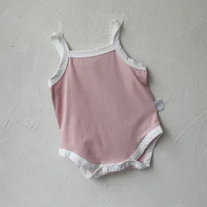 Baby pink summer strap romper breathable cotton infant sleeveless bodysuit cute clothes