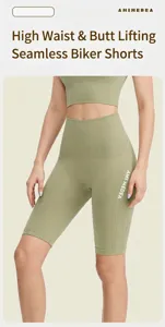 Shorts de fitness sin costuras de cintura alta para mujer, pantalones de yoga ciclistas.