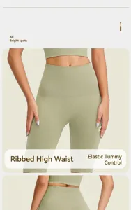 Pantalones cortos de ciclismo fitness acanalados talle alto mujer yoga deporte