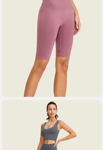 Pantalones cortos yoga fitness sin costuras mujer cintura alta push up deporte