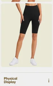 Pantalones Cortos Deportivos Mujer Cintura Alta Sin Costuras Negro Fitness Yoga