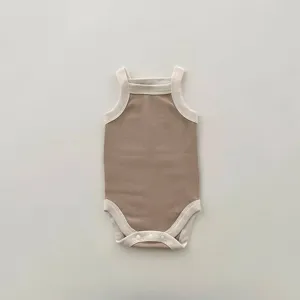 Summer baby sleeveless romper neutral color newborn infant bodysuit cotton breathable baby clothes