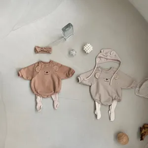 Cute infant baby bear ears sweatshirt romper set newborn infant clothing casual daily wear