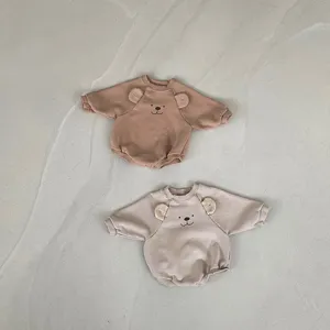 Cute bear ear infant baby romper newborn cotton long sleeve sweatshirt bodysuit detail view