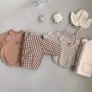 Cute bear ear infant baby romper and jacket clothing set for newborn winter autumn wear