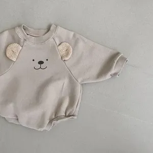 Cute baby bear ear sweatshirt romper newborn infant casual long sleeve bodysuit clothing