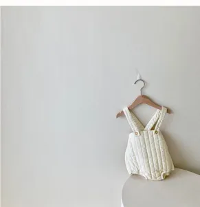Baby quilted strap romper winter thick infant jumpsuit newborn cute cotton climbing clothes