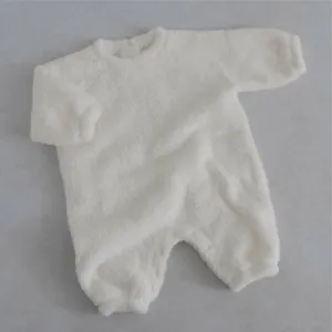 Mameluco bebe peluche engrosado blanco invierno manga larga ropa calida para infantes