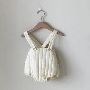 Baby quilted fleece strap romper infant thick winter bodysuit cute toddler clothing